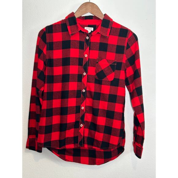 Cat & Jack Black and Red Checkered Girl's Long Sleeve Top Size XL - Picture 1 of 4